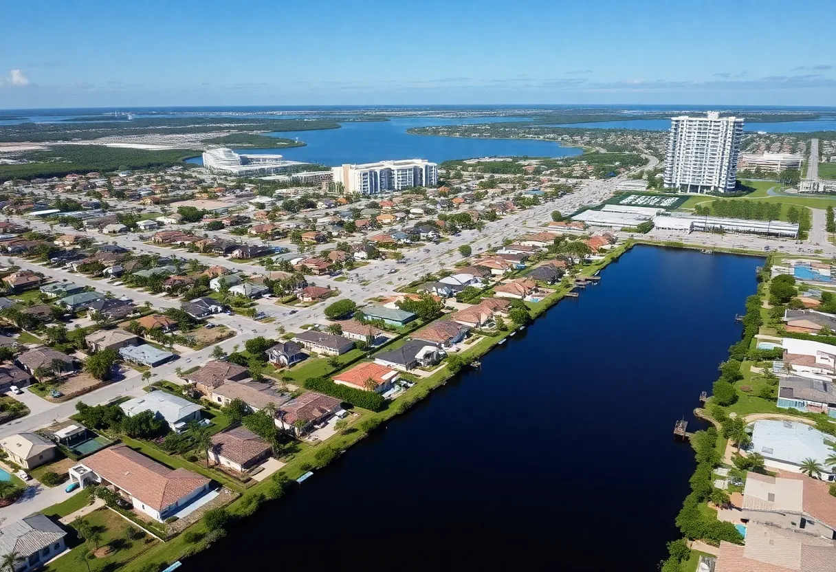 Aerial view of Cape Coral's real estate developments