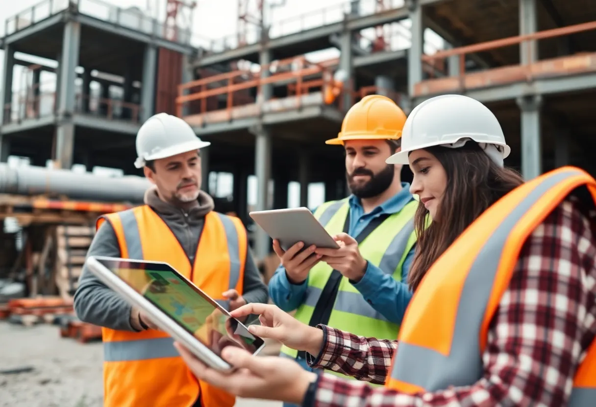 Illustration of construction project management software features