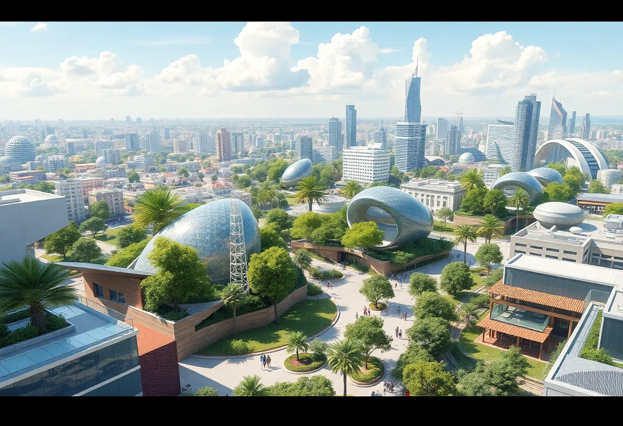 Conceptual design of a futuristic city with green technology