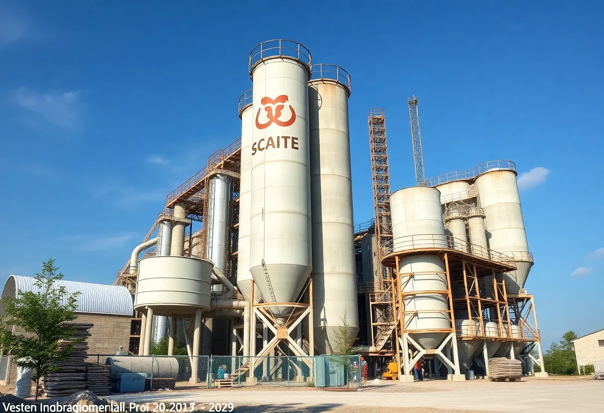 Construction site of a low-carbon cement processing facility