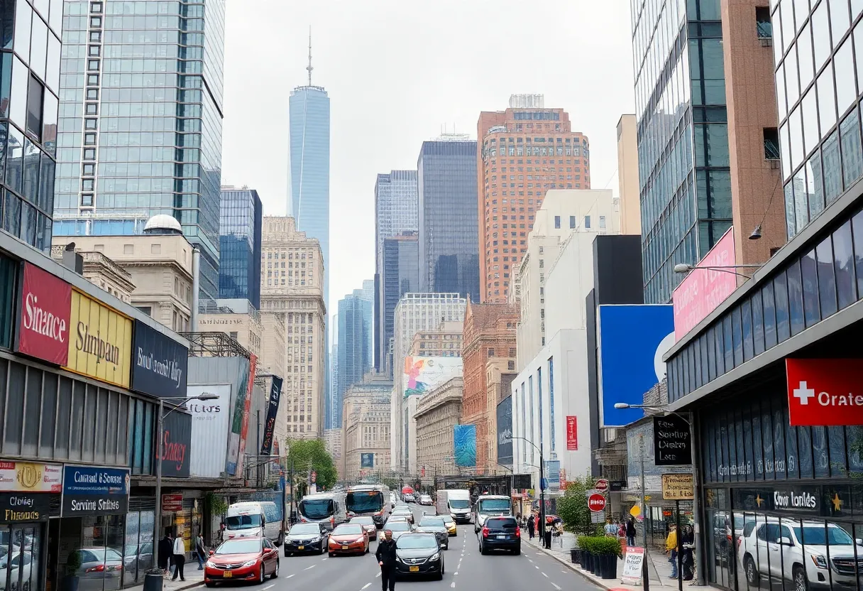 Illustration of U.S. services sector landscape affected by economic challenges