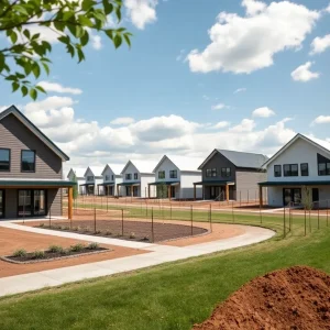 Construction of 3D-printed homes in Chauncey, Ohio