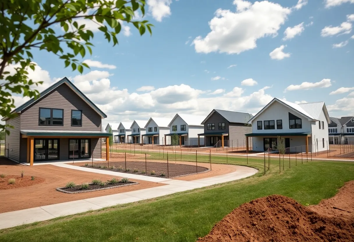 Construction of 3D-printed homes in Chauncey, Ohio