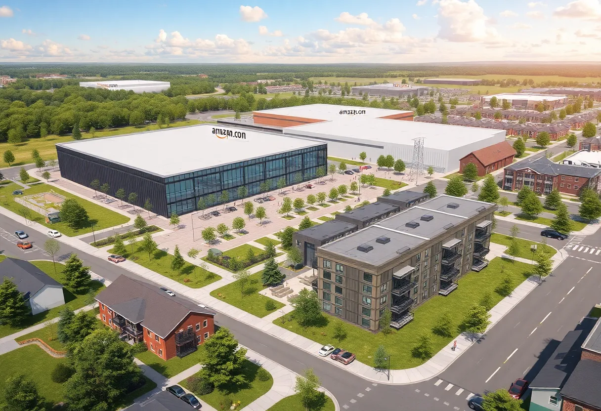 Conceptual illustration of Amazon's mixed-use development in Sunbury