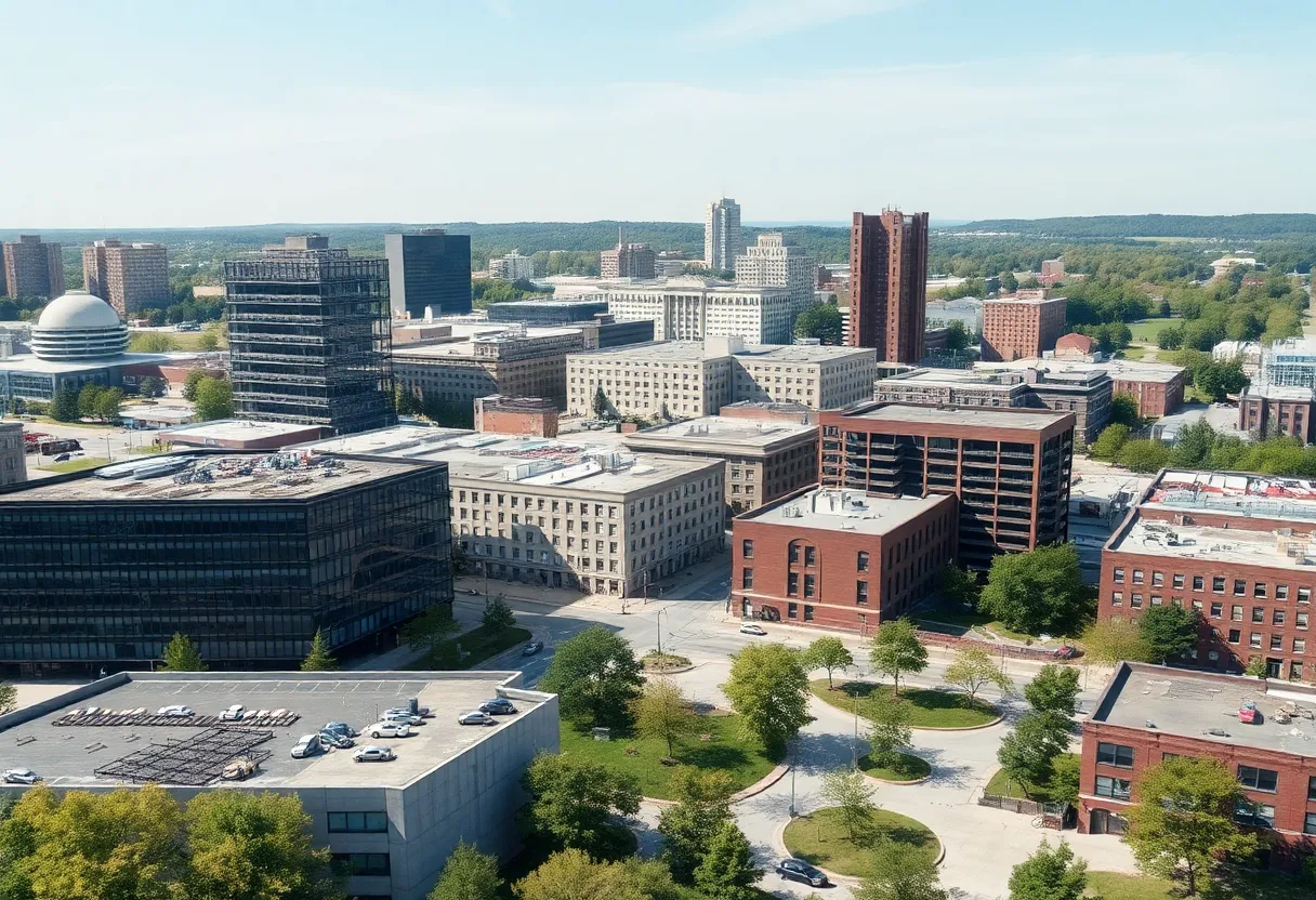 Cityscape of Athens, Ohio highlighting infrastructure issues