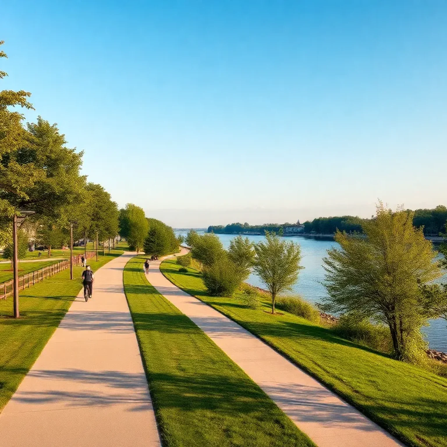 Scenic view of the Cincinnati riverfront trail under construction