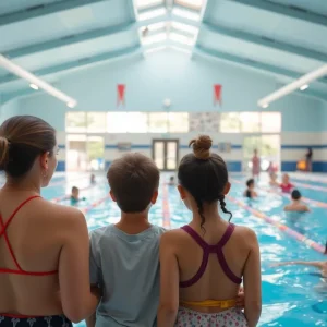 Families enjoying the Cleveland Heights community pool