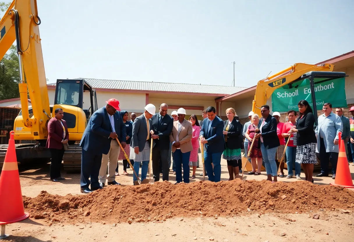 Ceremony marking the beginning of construction for a new school in Tippecanoe, Ohio.