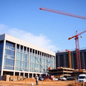 Construction site for a new industrial building in Austintown