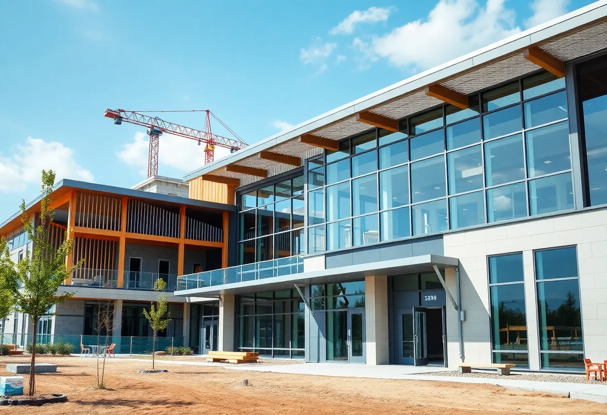Architectural rendering of a new school building for Kettering Schools