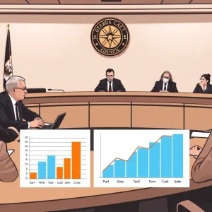 City officials discussing budget proposals at a council meeting
