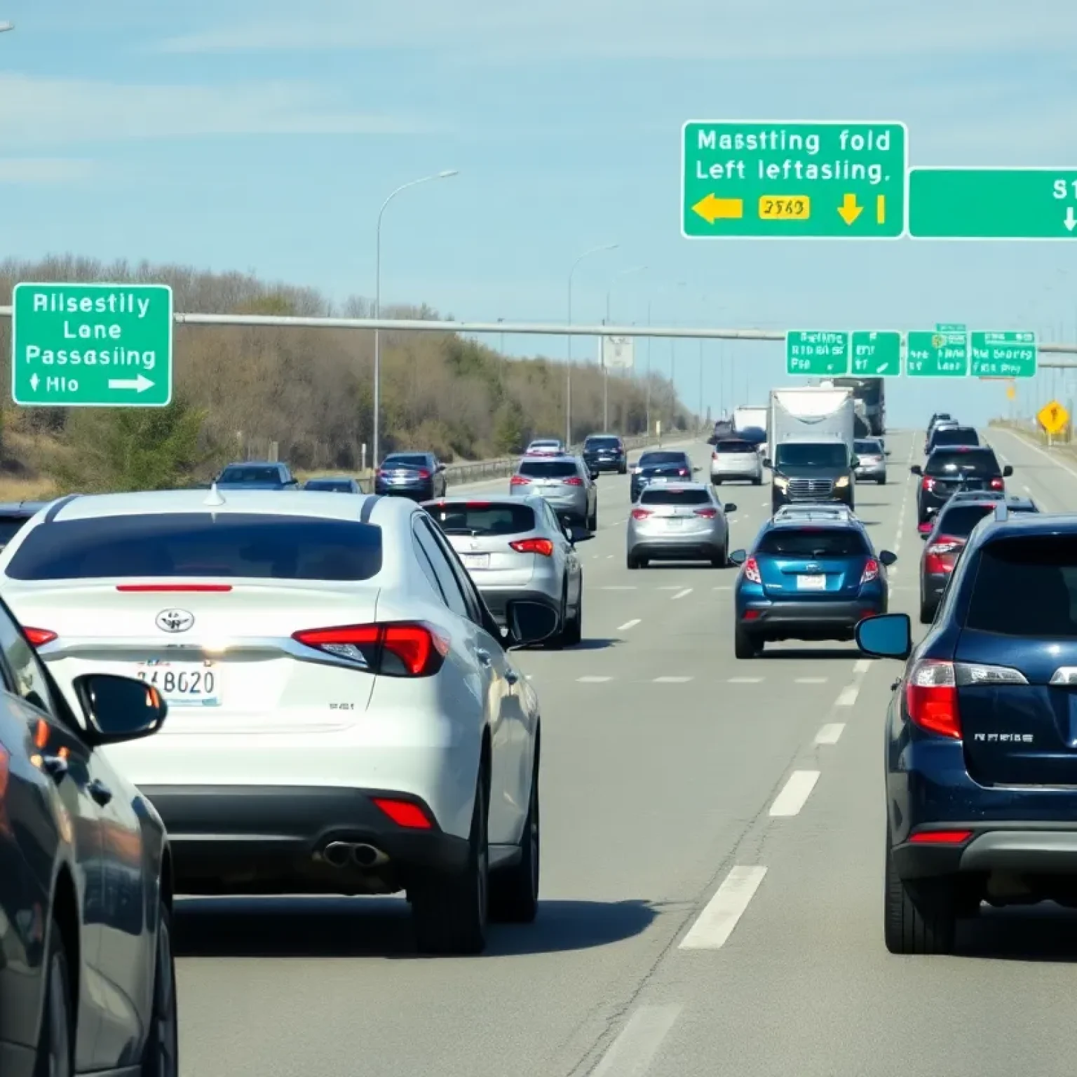 Traffic on an Ohio highway focusing on left lane usage guidelines.