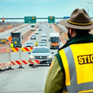 State troopers monitoring a highway work zone in Ohio