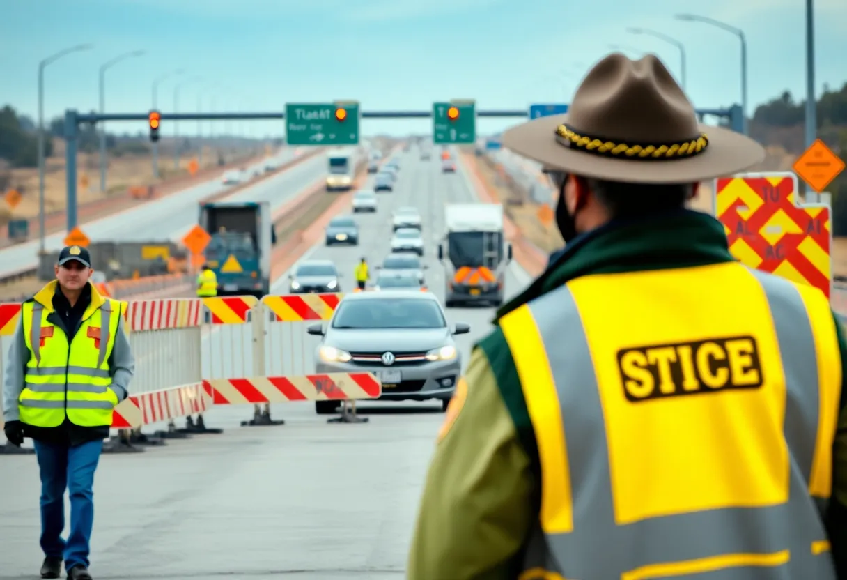 State troopers monitoring a highway work zone in Ohio