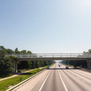 Pedestrian bridge connecting U.S. 68 and Great Council State Park.