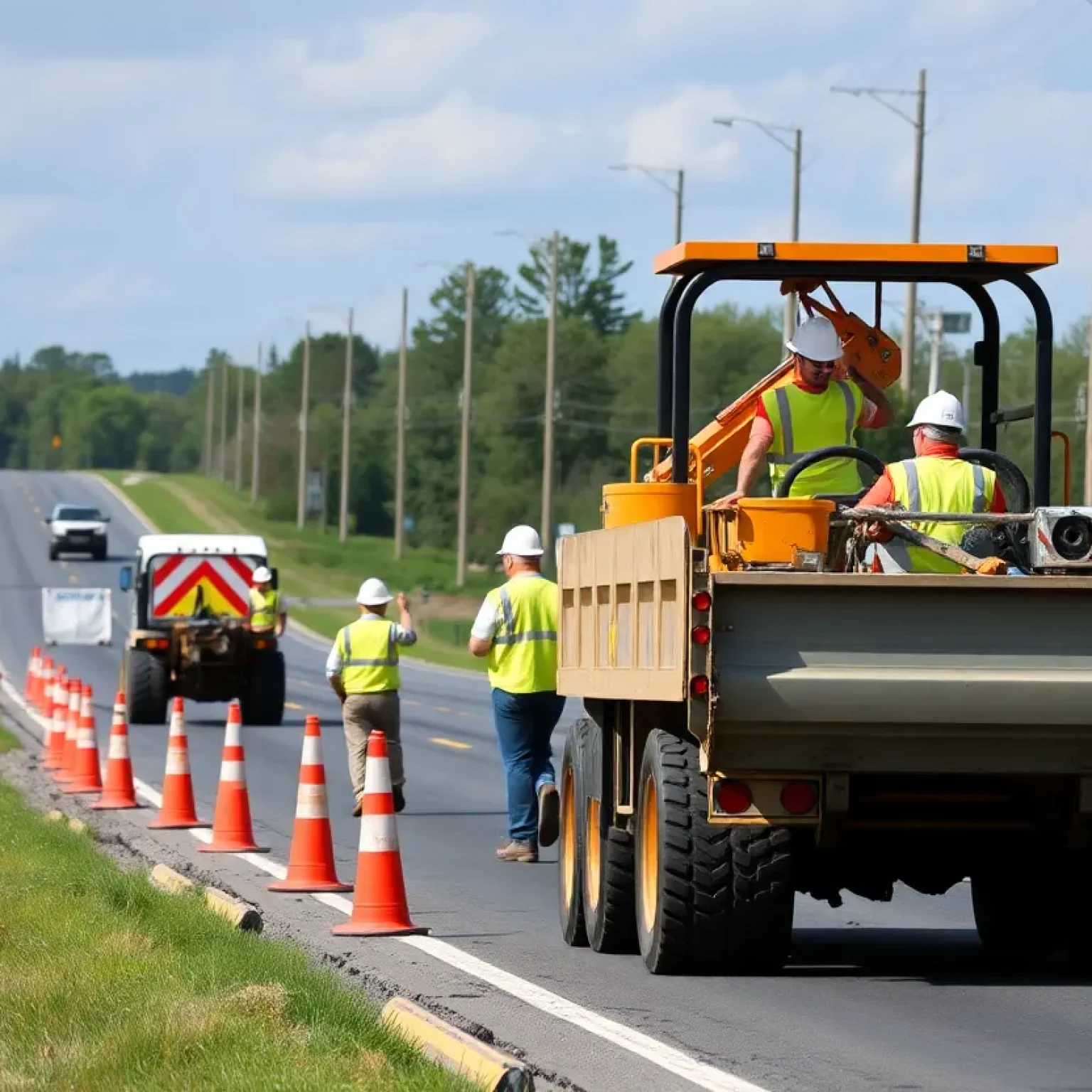 Construction crew working on a roadway in Pike County