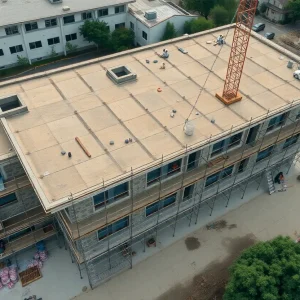Construction site of Tipp City Schools with visible ongoing upgrades.
