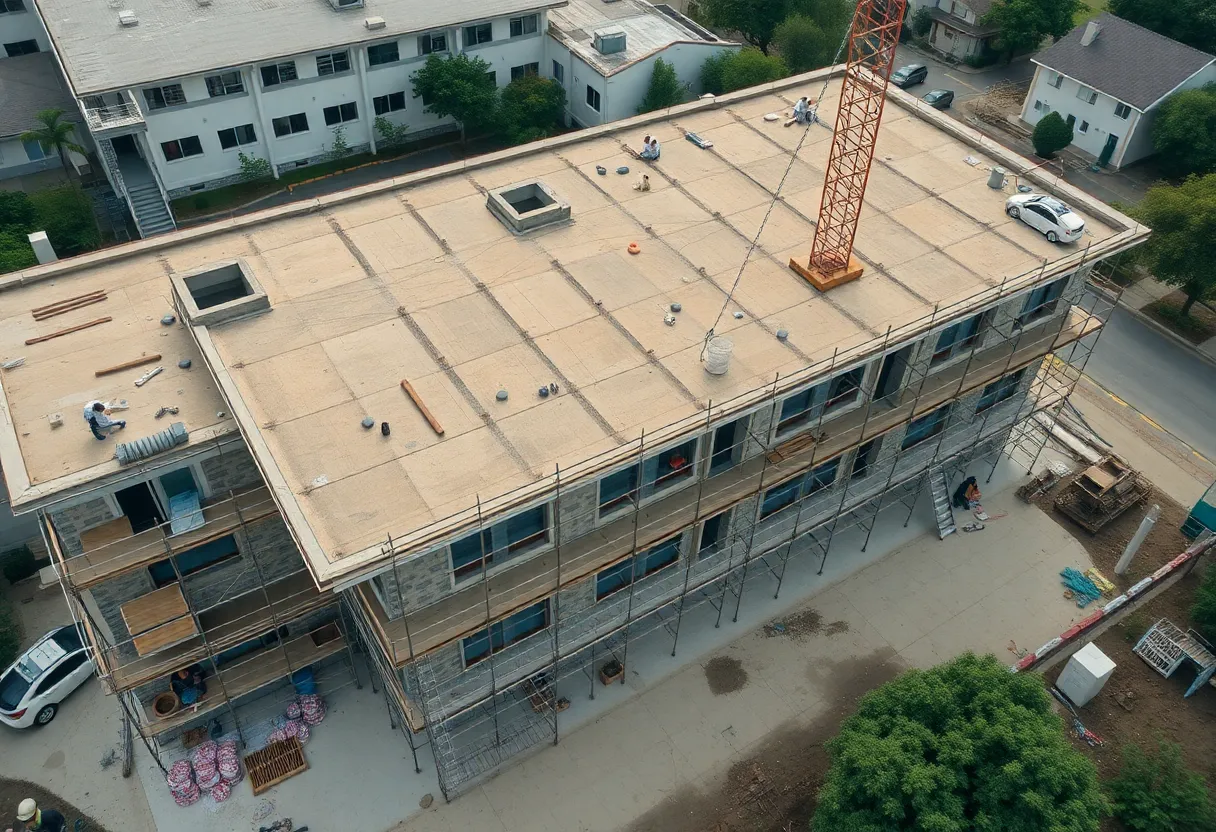 Construction site of Tipp City Schools with visible ongoing upgrades.