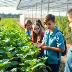 Students learning about agricultural innovation and crop testing