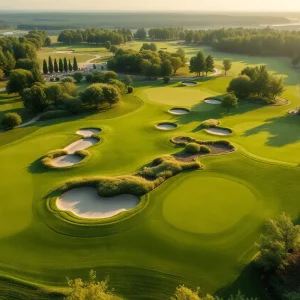 Reversible golf course with dual configurations in lush surroundings